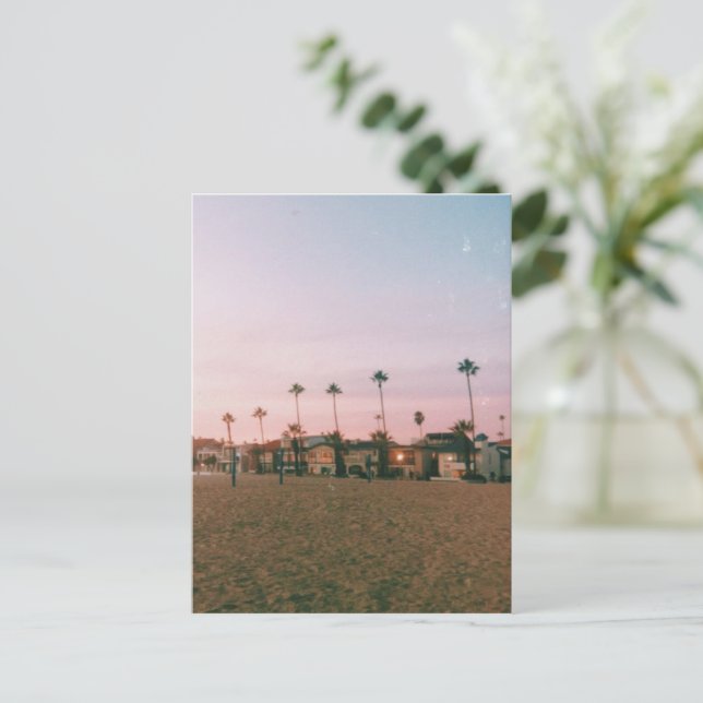 Newport Beach Pastel Sunset Holiday Postcard (Standing Front)