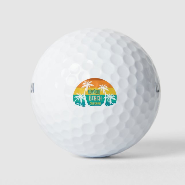 Newport Beach Retro Golf Balls (Front)
