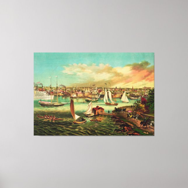 Newport Beach, Rhode Island (1876) Canvas Print (Front)