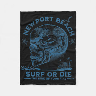 Newport Beach Surfing Girl Pacific Ocean Surf Boar Fleece Blanket