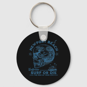 Newport Beach Surfing Girl Pacific Ocean Surf Boar Key Ring
