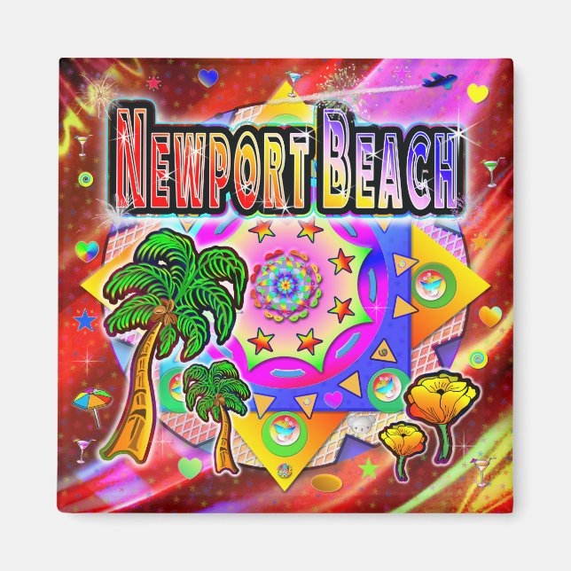 Newport Beach Tropical Friends Magnet (Front)