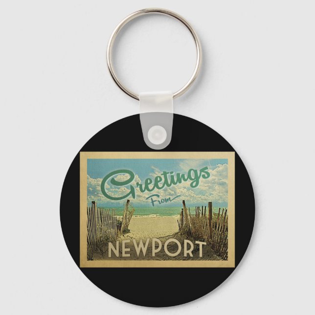 Newport Beach Vintage Travel Key Ring (Front)