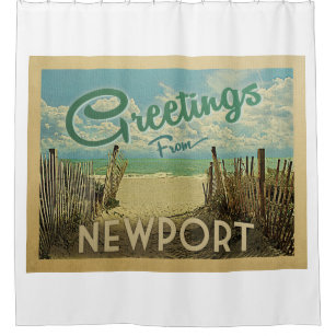 Newport Beach Vintage Travel Shower Curtain