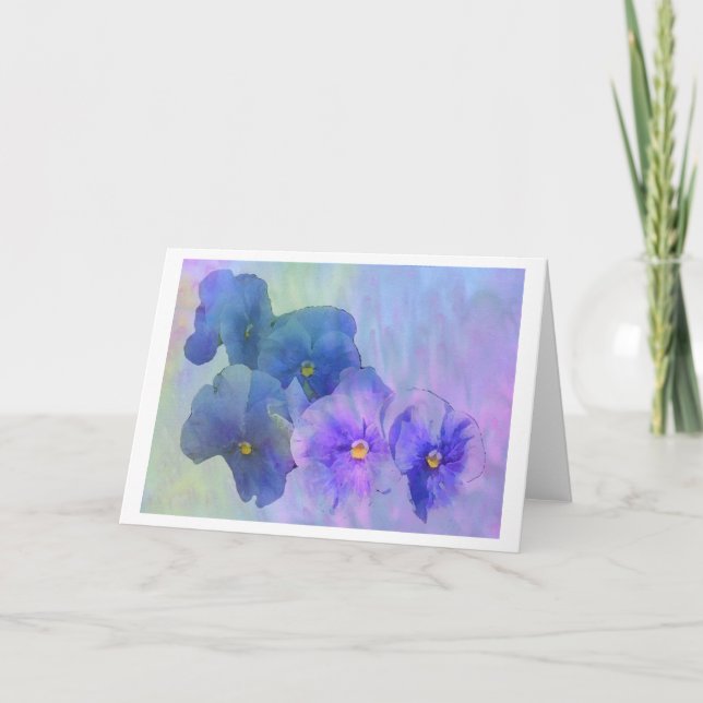 Newport Blue Pansies Card (Front)