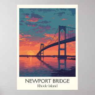 Newport Bridge Rhode Island Sunset Poster