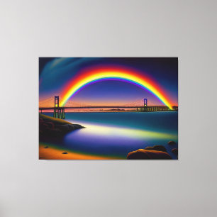Newport Bridge, Summer Nights, Rainbow Canvas Print