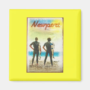 Newport California Vintage Surfer Print Magnet