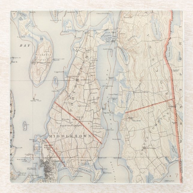 Newport County, Rhode Island Glass Coaster (Front)