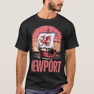 Newport Medieval Ship Drgon on Sail t shirt