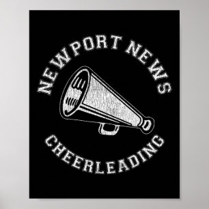 Newport News Cheer Distressed Retro 90's Cheerlead Poster