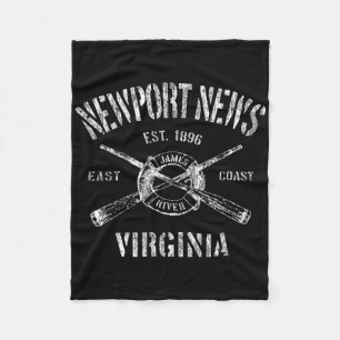 Newport News Va Vintage Nautical Boating Tee Fleece Blanket