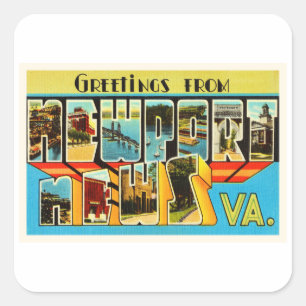 Newport News Virginia VA Vintage Travel Postcard- Square Sticker