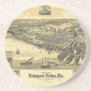 Newport News Virginia Warwick County Map 1891 Coaster