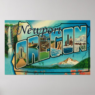 Newport, Oregon - Large Letter Scenes Poster