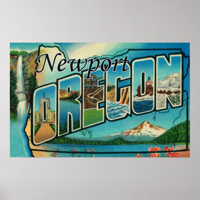 Newport, Oregon - Large Letter Scenes Poster (Front)