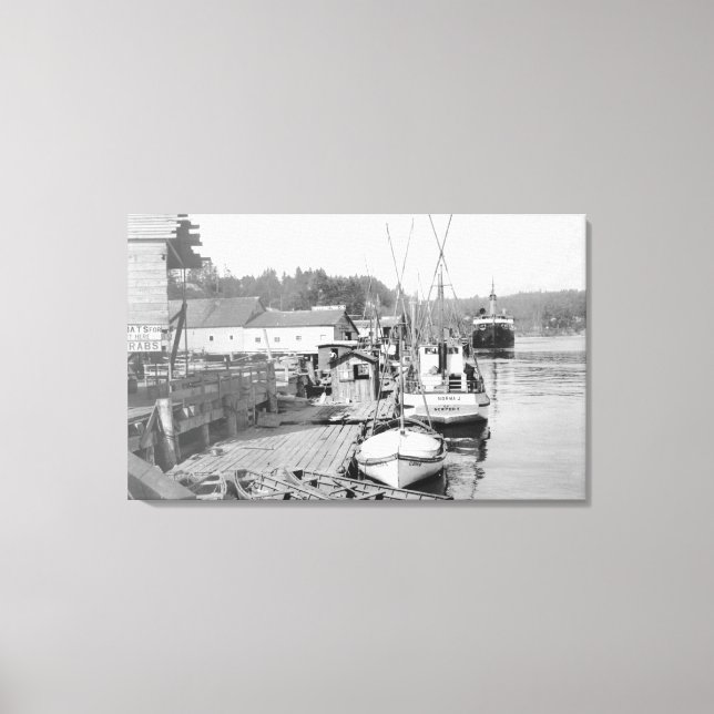 Newport, Oregon Waterfront View of Fishing Boats Canvas Print (Front)