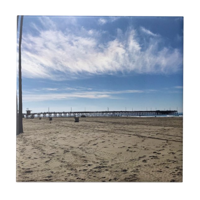 Newport Pier, Newport Beach, California Tile (Front)