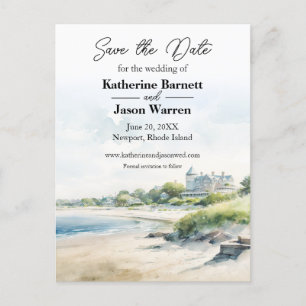 Newport Rhode Island Beach Watercolor Postcard