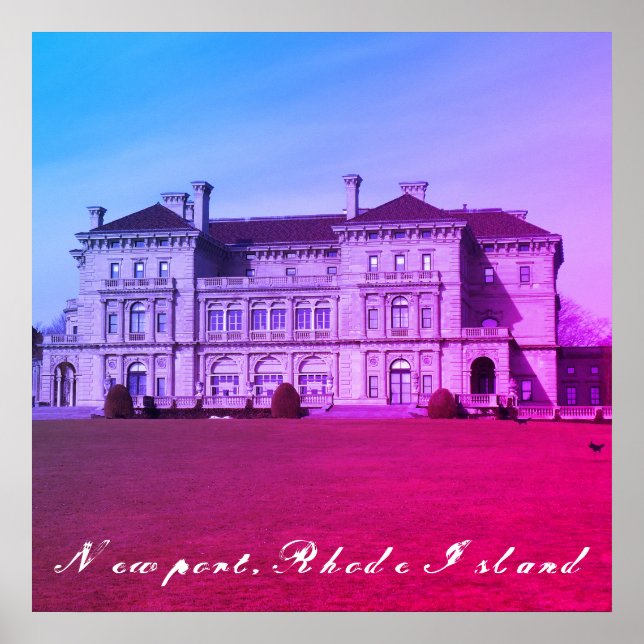 Newport, Rhode Island Cliff Walk Beach Mansion Poster (Front)