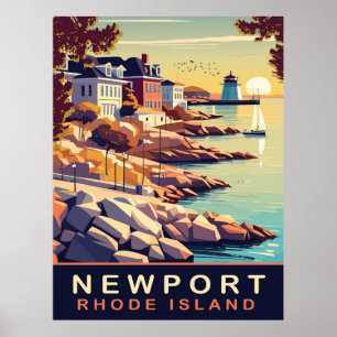 Newport, Rhode Island, coast, Travel Poster