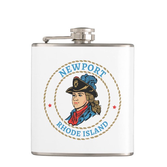 Newport Rhode Island Colonial Hip Flask (Front)
