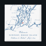Newport Rhode Island Destination Wedding Favour Magnet<br><div class="desc">Quick and Easy ordering! These Newport, RI map magnets make great Newport wedding favours to include in your Rhodie Island destination wedding welcome bags. Move the heart by clicking "Edit Using design tool" under "Personalise". Perfect for all the great wedding venues in Newport, RI including Belle Mer, OceanCliff Hotel, Hotel...</div>