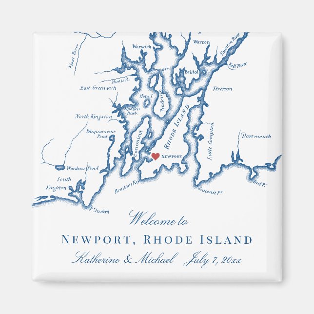 Newport Rhode Island Destination Wedding Favour Magnet (Front)