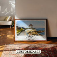 Newport Rhode Island Poster, Watercolor, Custom