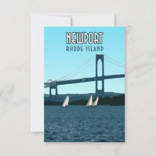 Newport Rhode Island Sailboats Vintage Flat Card