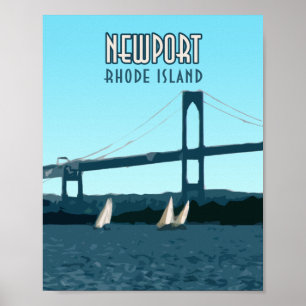 Newport Rhode Island Sailboats Vintage Poster