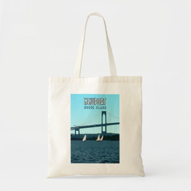 Newport Rhode Island Sailboats Vintage Tote Bag (Front)
