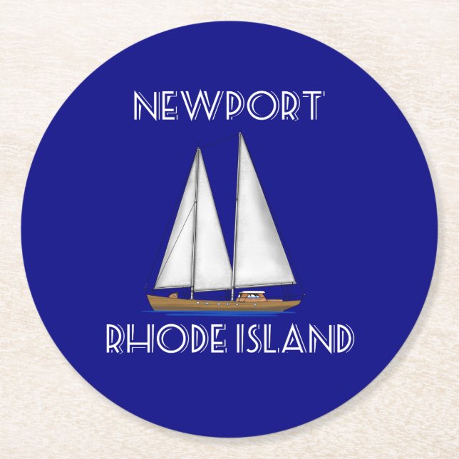 Newport Rhode Island Sailing Round Paper Coaster (Front)