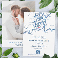 Newport Rhode Island Save the Date Elegant QR code