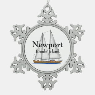 Newport Rhode Island Snowflake Pewter Christmas Ornament