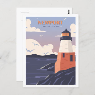 Newport Rhode Island Travel Place Illustration Postcard