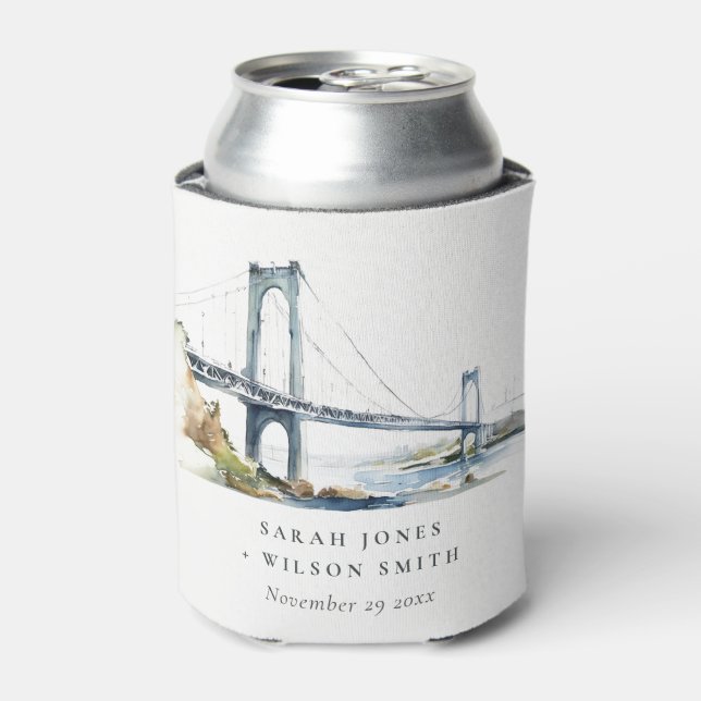 Newport Rhode Island United States Wedding Can Cooler (Can Front)