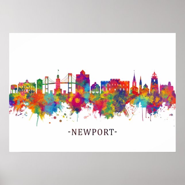 Newport Rhode Island USA Skyline Poster (Front)