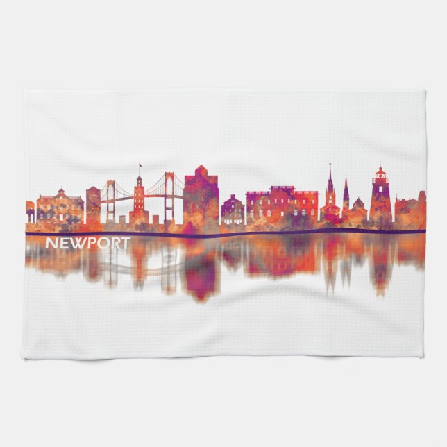 Newport Rhode Island USA Skyline Tea Towel (Horizontal)