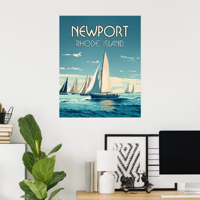 Newport Rhode Island Yacht Race Vintage Poster (Home Office)