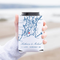 Newport, RI Map Wedding Favor Drink Holder