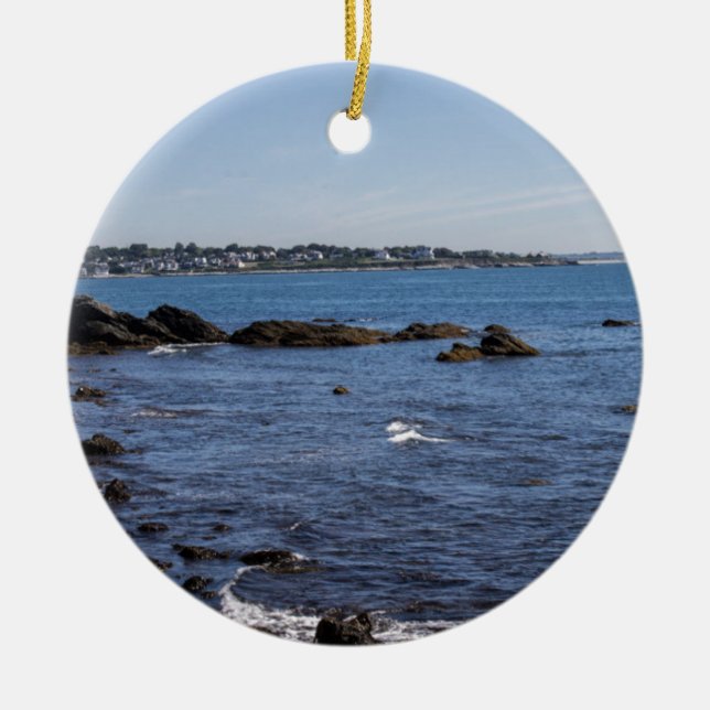 newport ri ocean view ceramic tree decoration (Front)