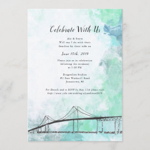 Newport, RI Theme Water Colour Invitation