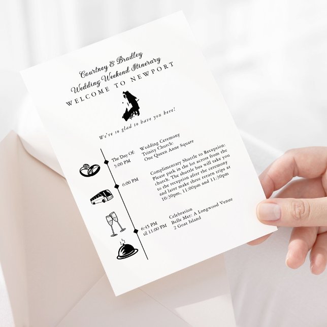 Newport RI Wedding Weekend Itinerary Timeline Enclosure Card (Creator Uploaded)