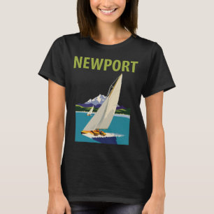 Newport Sailboat Blue Coastal Travel T-Shirt