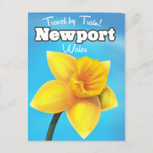 Newport Wales vintage Daffodil travel poster Postcard