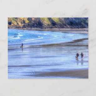 Newquay Beach Morning Walk Postcard