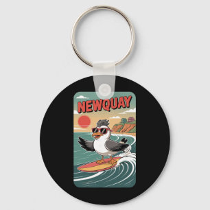 Newquay Beach Vibes, Fun Retro Sunset And Surfing Key Ring