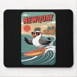Newquay Beach Vibes, Fun Retro Sunset And Surfing Mouse Mat