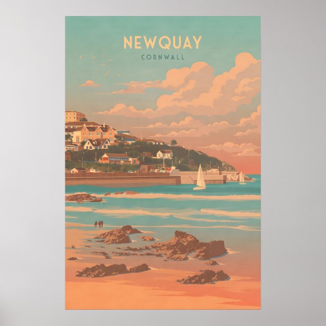 Newquay Cornwall Travel Poster (Front)